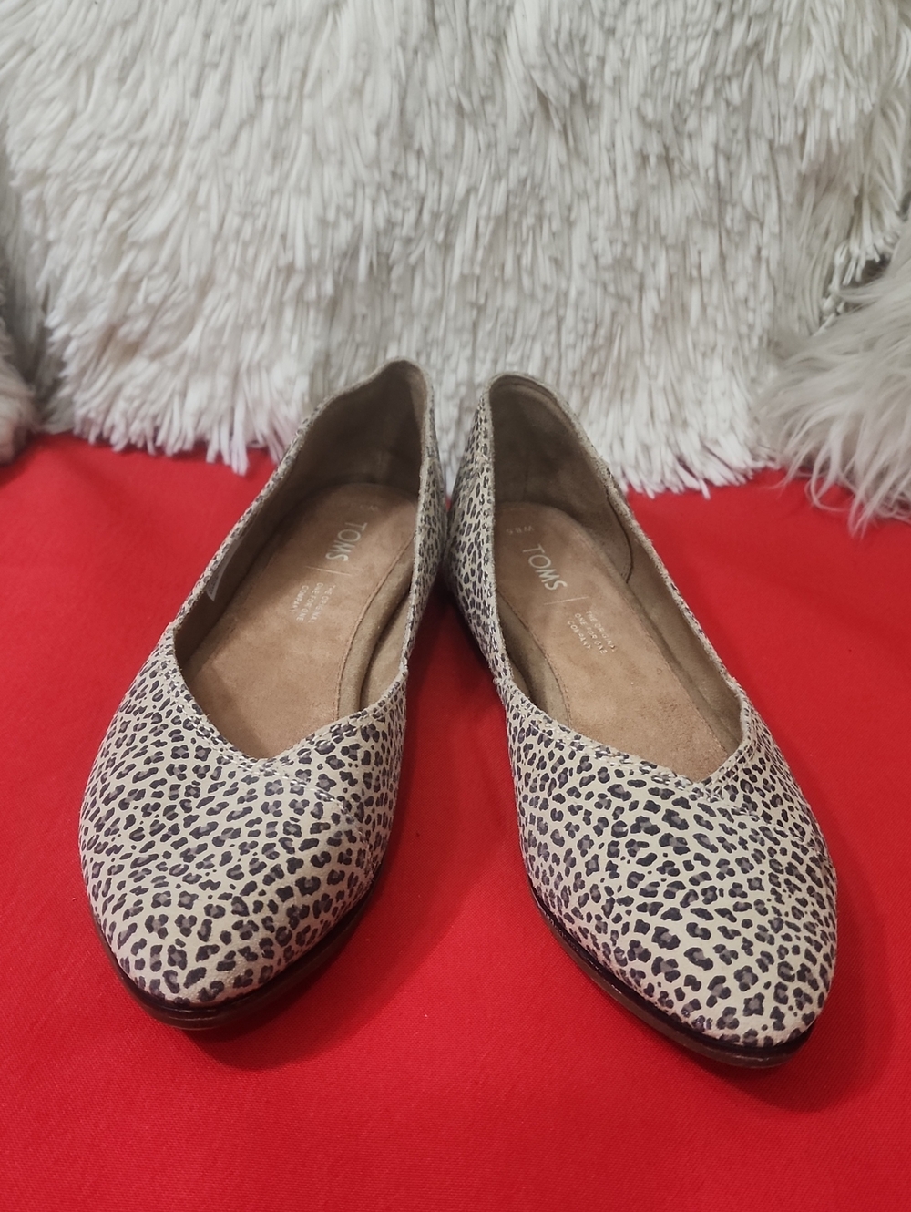 TOMS Women's Gemma Ballet Leopard Print Flats Shoes